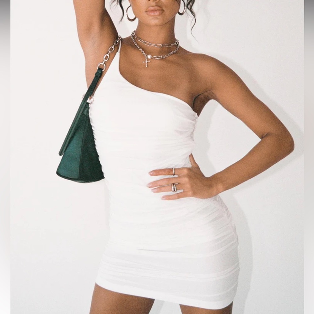 white princess polly one shoulder mini dress